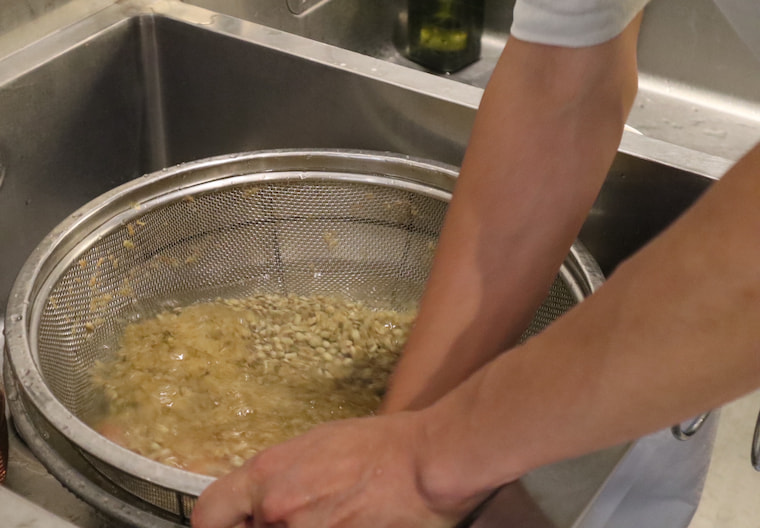 TOUKOUSYA カミヤマト焙煎室の生豆を洗う様子